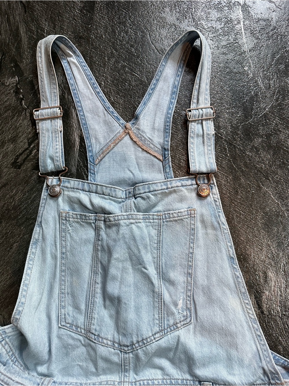 American Eagle Outfitters Light Wash Distressed Denim Overalls - Picture 6 of 13